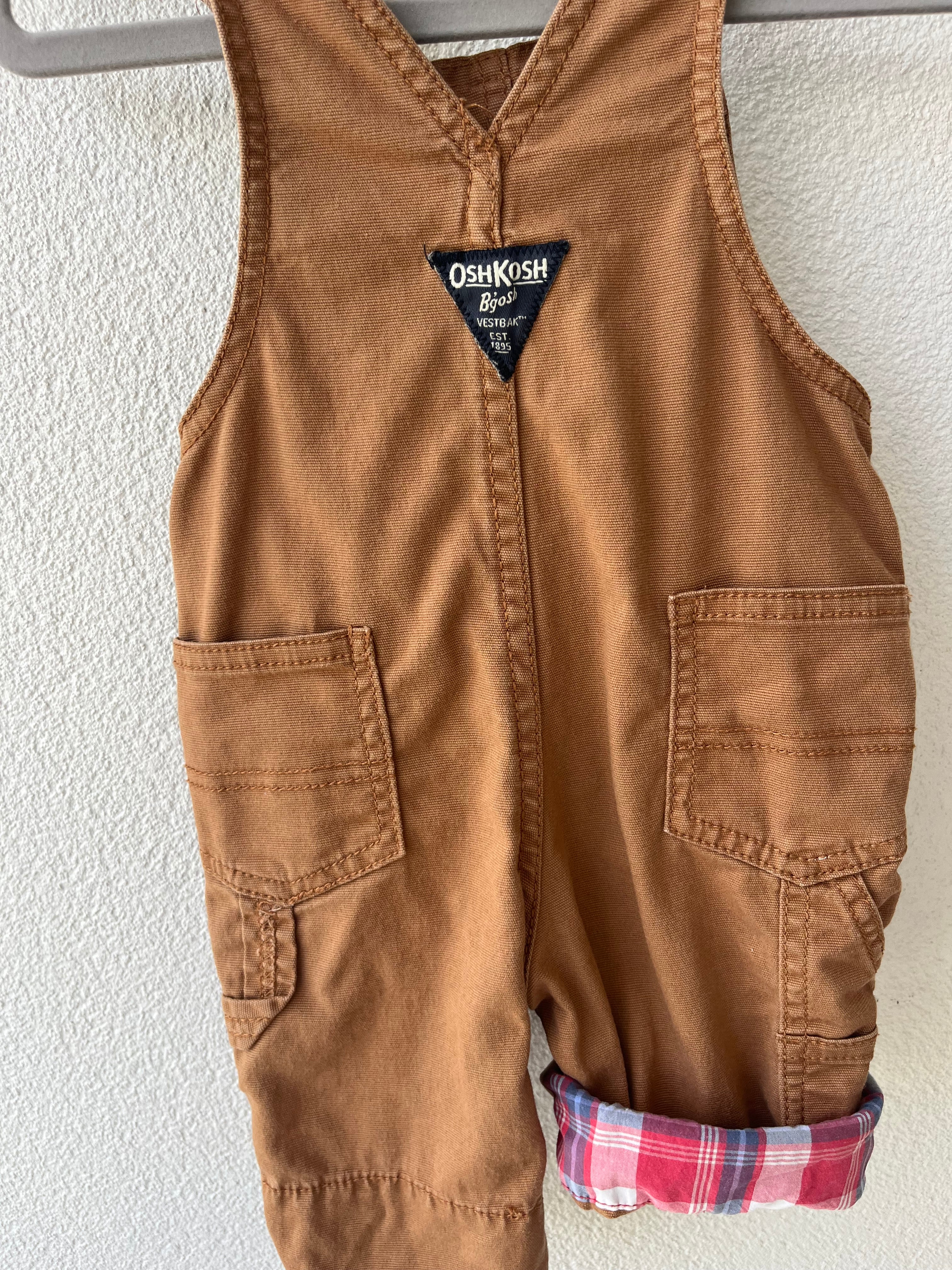 Oshkosh B'Gosh Tan & Plaid Overalls