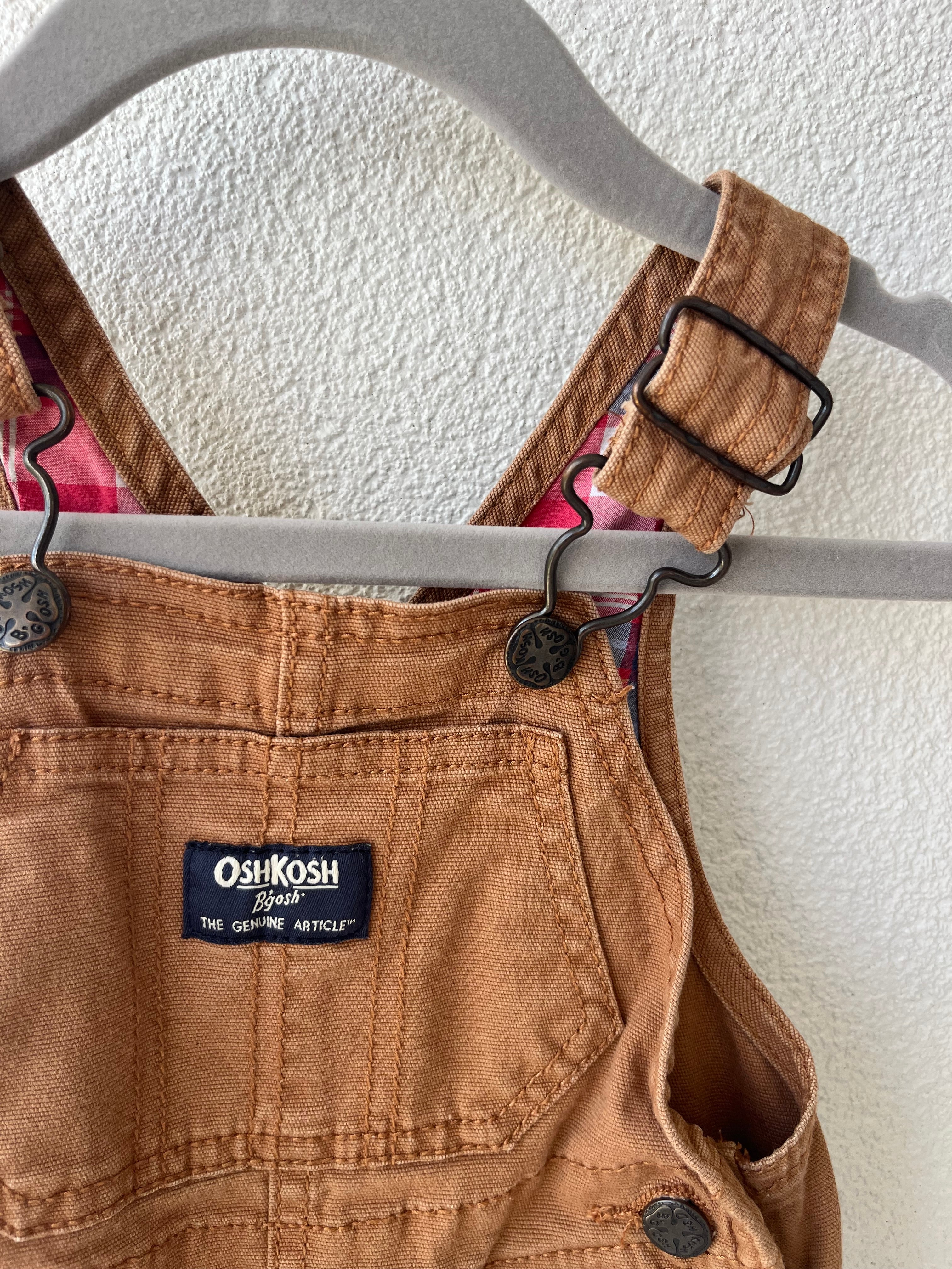 Oshkosh B'Gosh Tan & Plaid Overalls