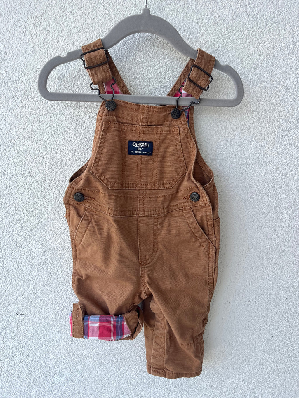 Oshkosh B'Gosh Tan & Plaid Overalls